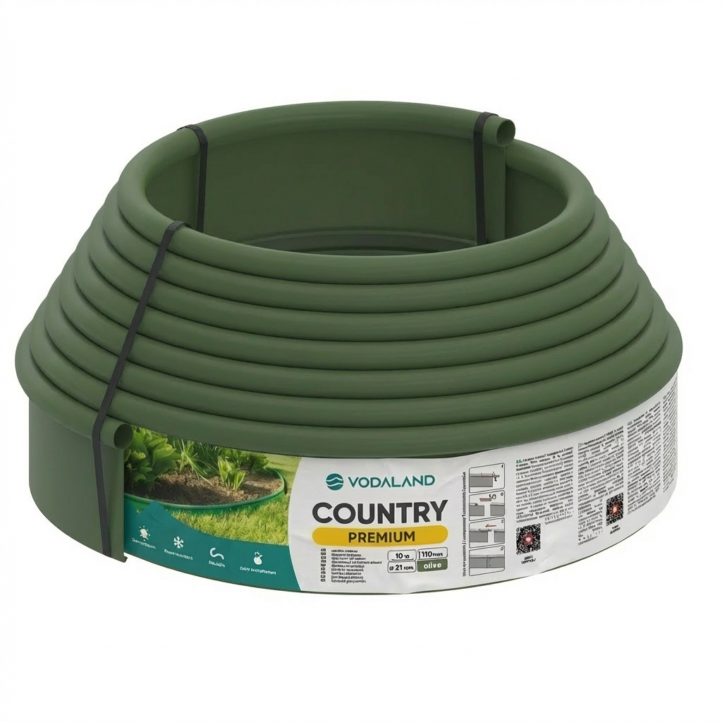 Бордюр садовий пластиковий Country Premium H110 оливковий 10 м