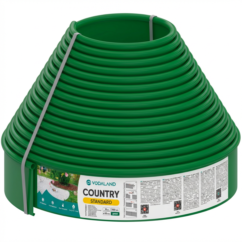 Бордюр садовий пластиковий Country Standard H100 зелений 15 м