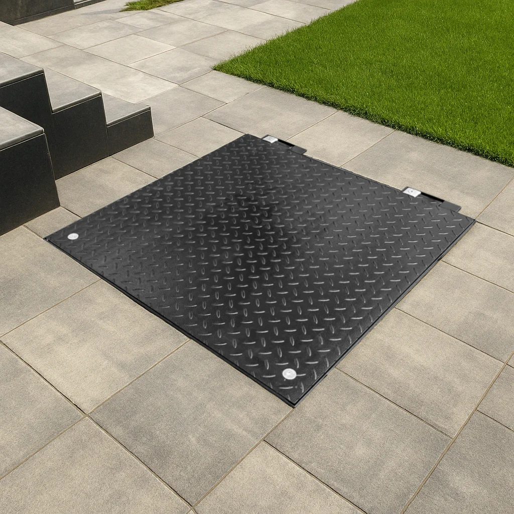 Люк технологічний відкидний сталевий фарбований чорний Base 400x400 Plate A15 фото - 3