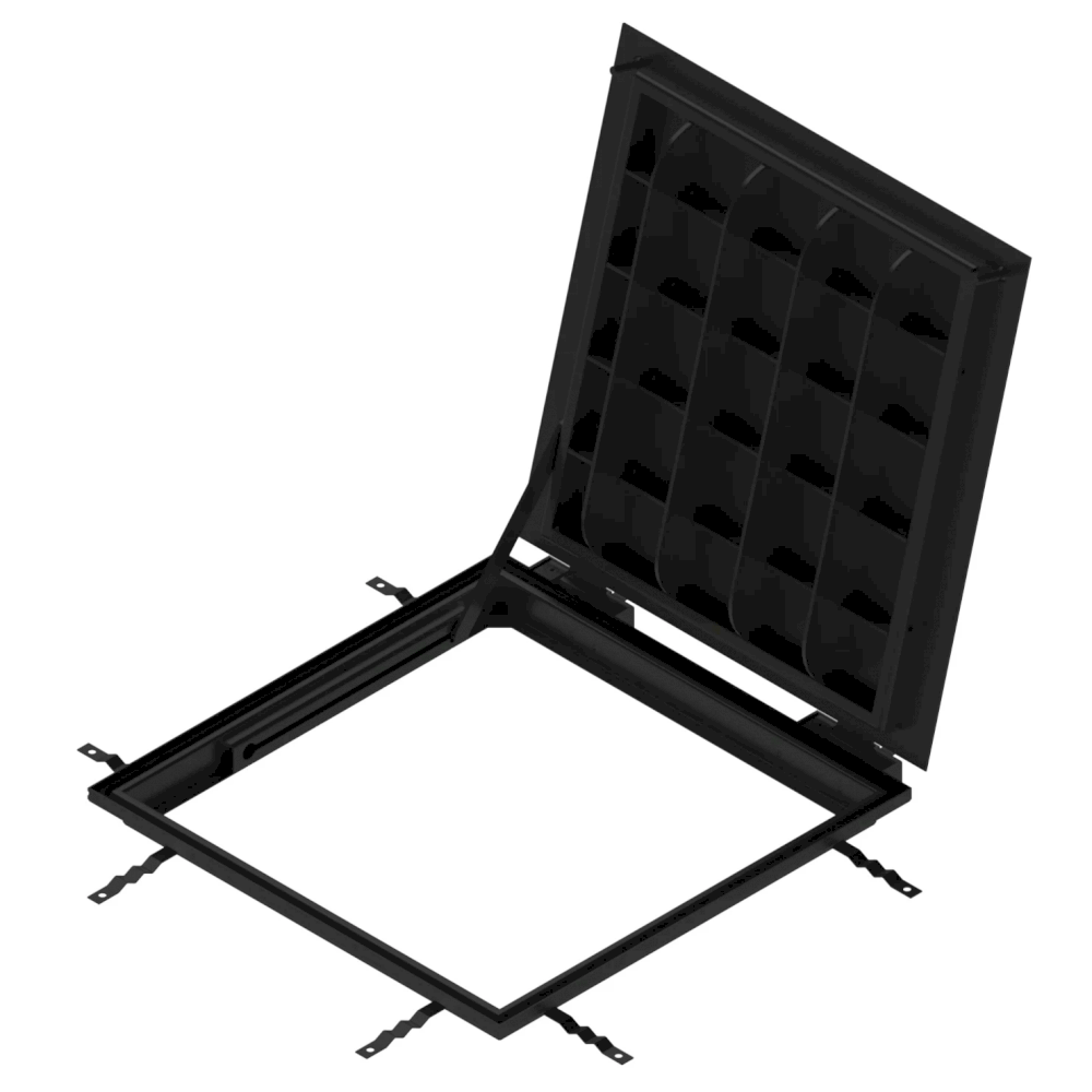 Люк технологічний відкидний сталевий фарбований чорний Base 400x400 Plate A15