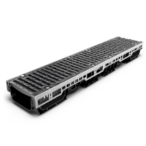 Лоток водоотводной пластиковый PRO DN150 H115 с решеткой чугунной щелевой D400